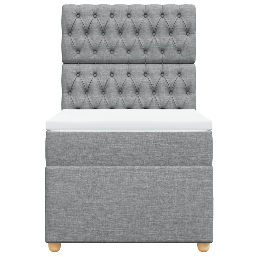 Boxspringbett mit Matratze Hellgrau 80x200 cm Stoff