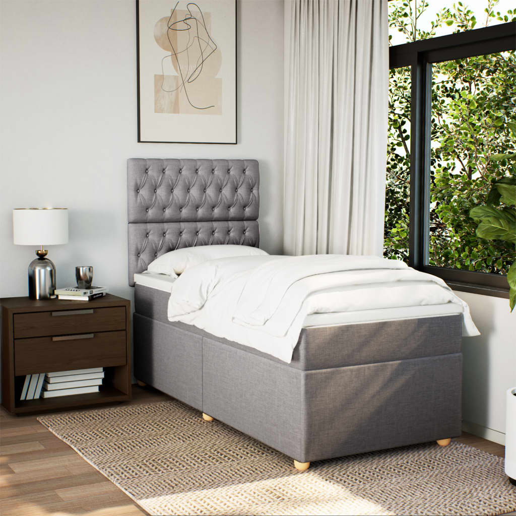 Boxspringbett mit Matratze Taupe 80x200 cm Stoff