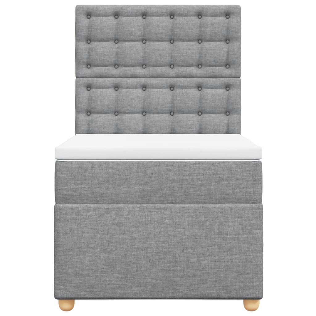 Boxspringbett mit Matratze Hellgrau 80x200 cm Stoff