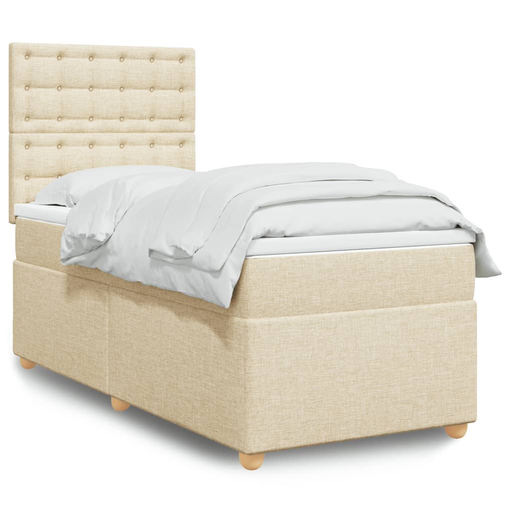 Boxspringbett mit Matratze Creme 80x200 cm Stoff