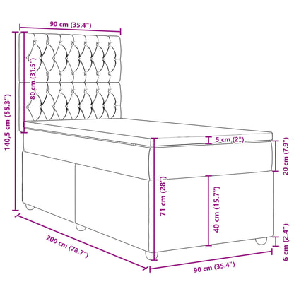 Boxspringbett mit Matratze Hellgrau 90x200 cm Stoff