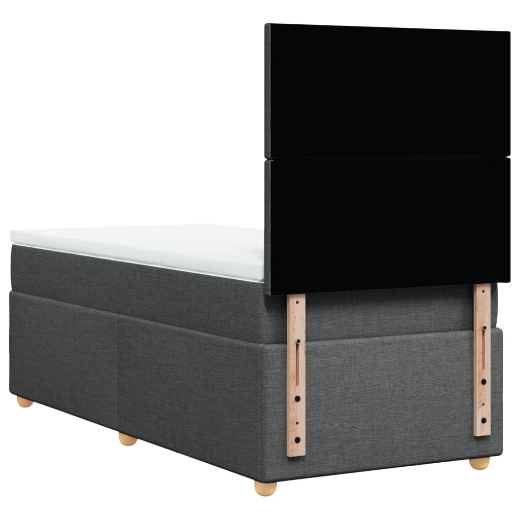 Lit sommier tapissier avec matelas tissu gris foncé 100x200 cm