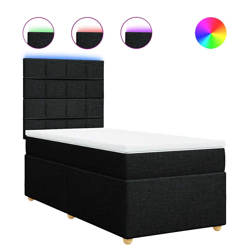 Boxspringbett mit Matratze Schwarz 100x200 cm Stoff