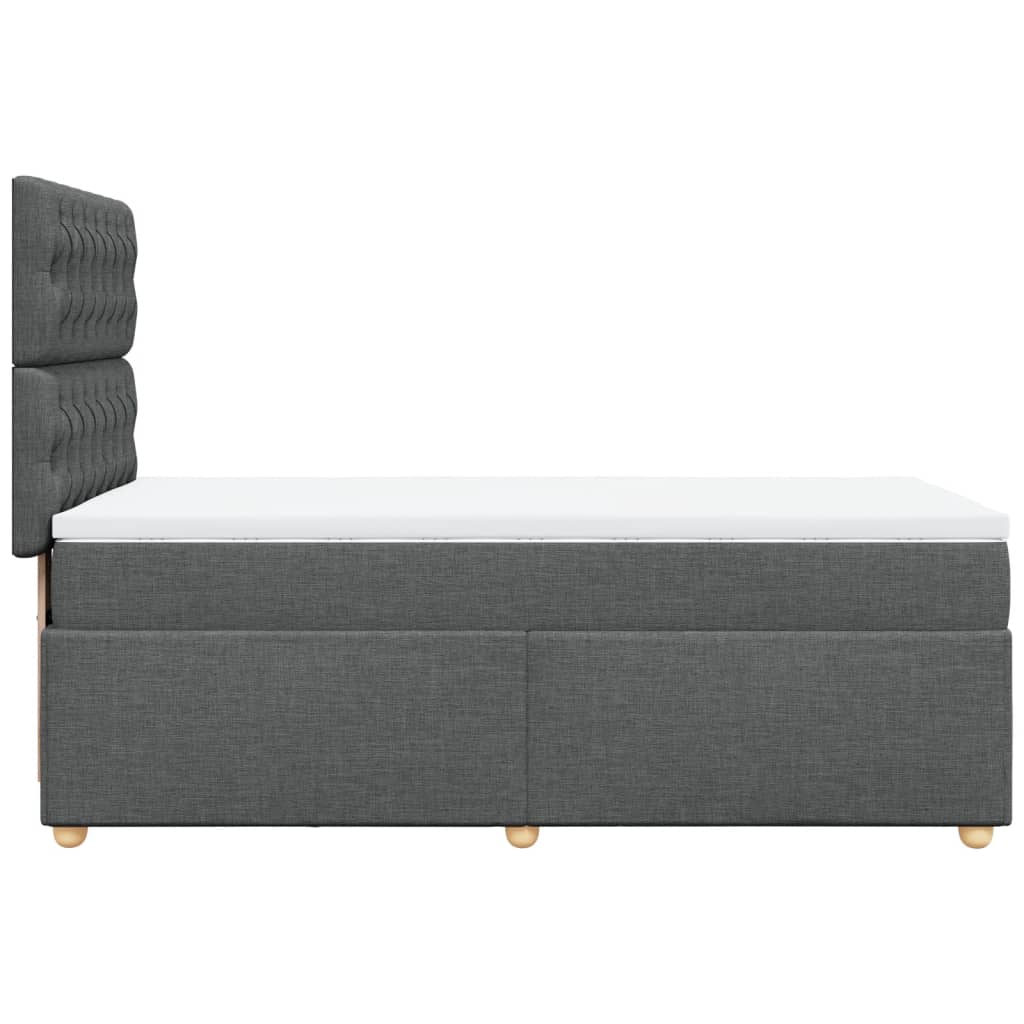 Lit sommier tapissier avec matelas tissu gris foncé 100x200 cm