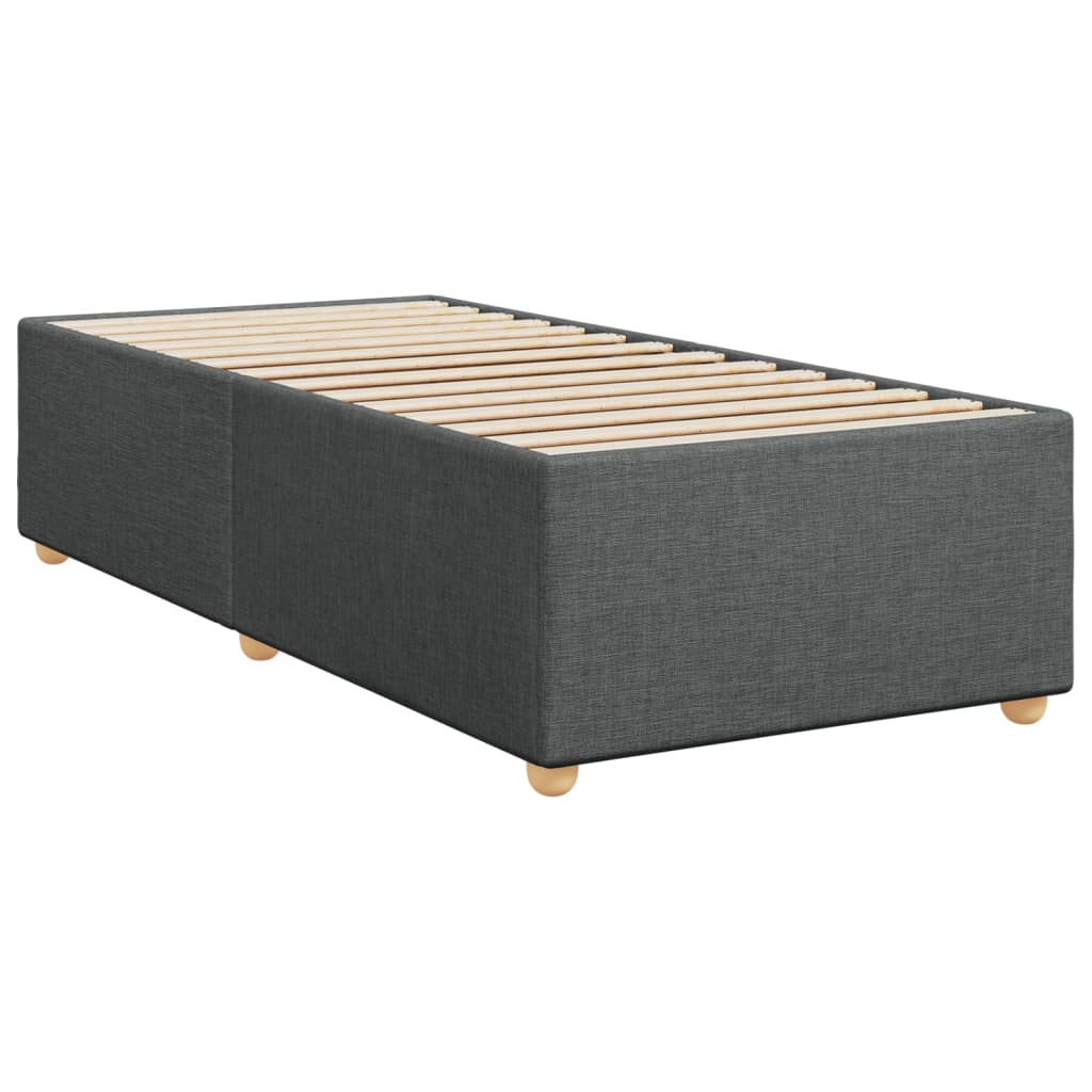 Lit sommier tapissier avec matelas tissu gris foncé 100x200 cm