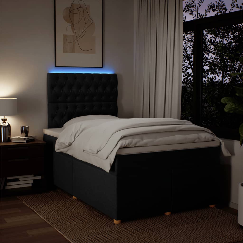 Boxspringbett mit Matratze Schwarz 120x190 cm Stoff