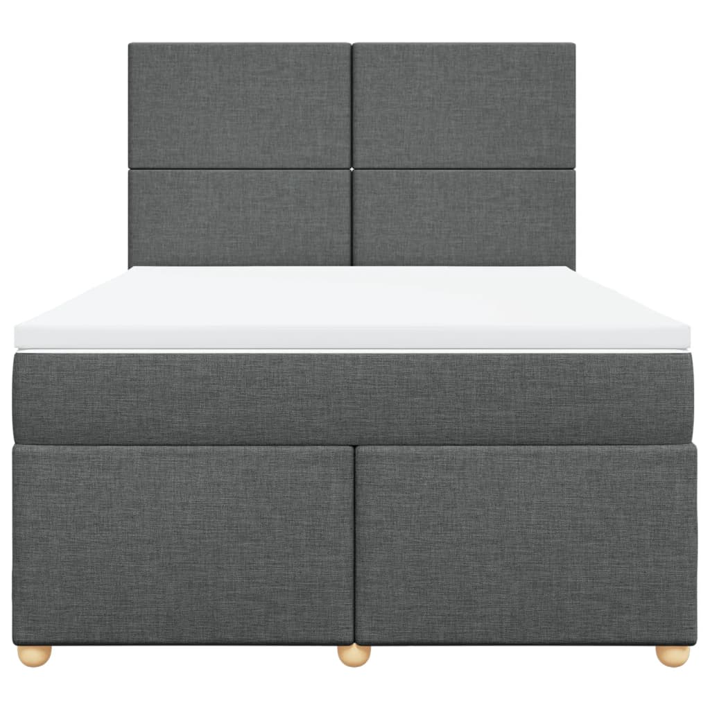 Boxspringbett mit Matratze Dunkelgrau 140x190 cm Stoff