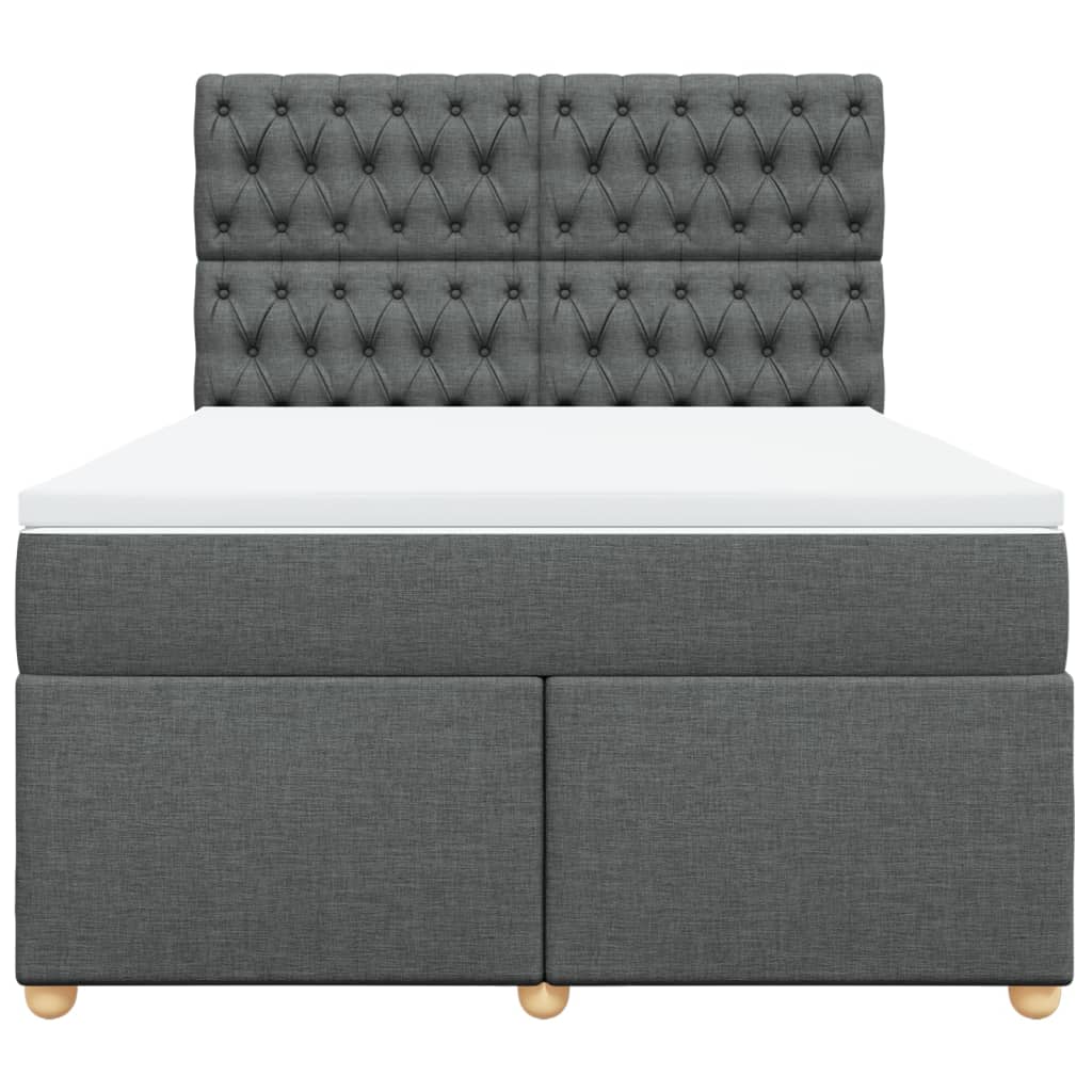 Boxspringbett mit Matratze Dunkelgrau 140x190 cm Stoff