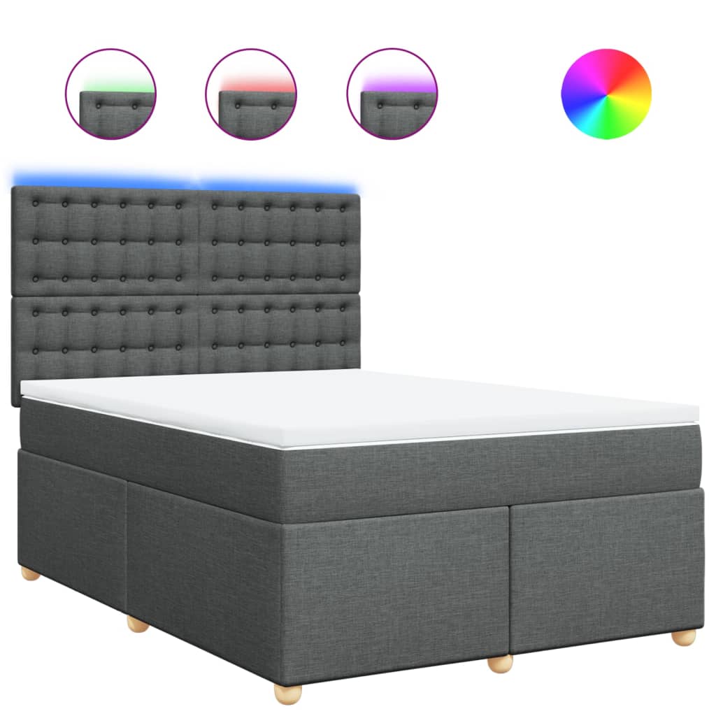 Boxspringbett mit Matratze Dunkelgrau 140x190 cm Stoff