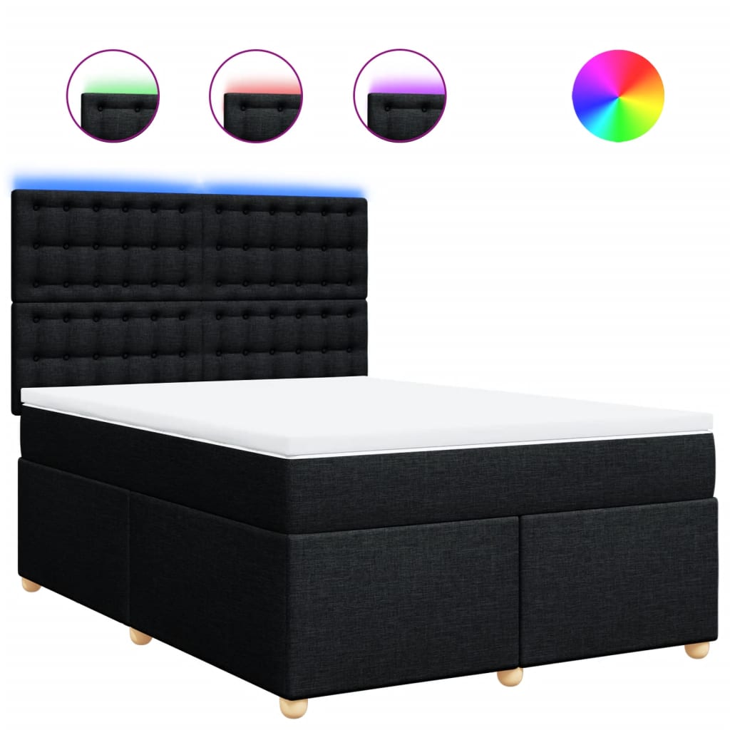 Boxspringbett mit Matratze Schwarz 140x190 cm Stoff