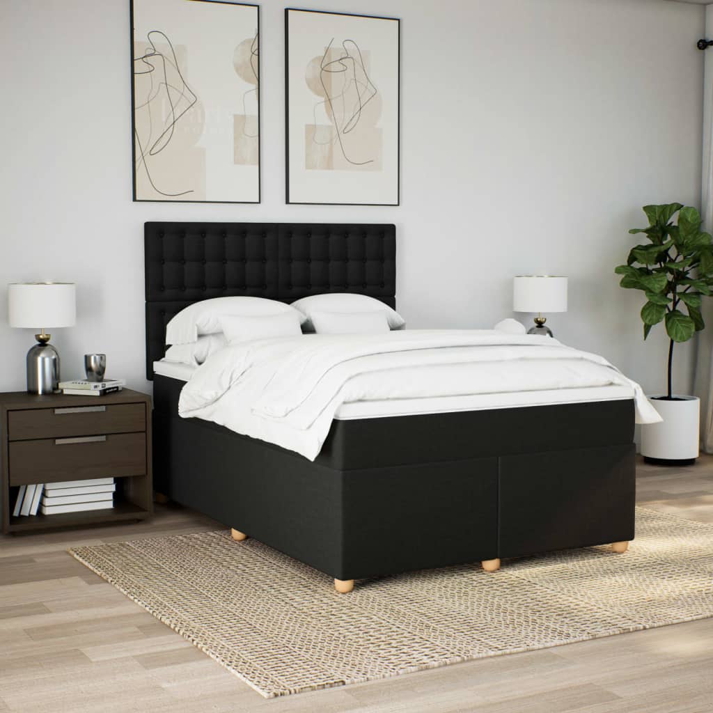 Boxspringbett mit Matratze Schwarz 140x190 cm Stoff