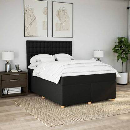 Boxspringbett mit Matratze Schwarz 140x190 cm Stoff