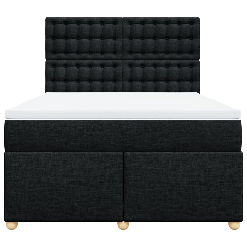 Boxspringbett mit Matratze Schwarz 140x190 cm Stoff
