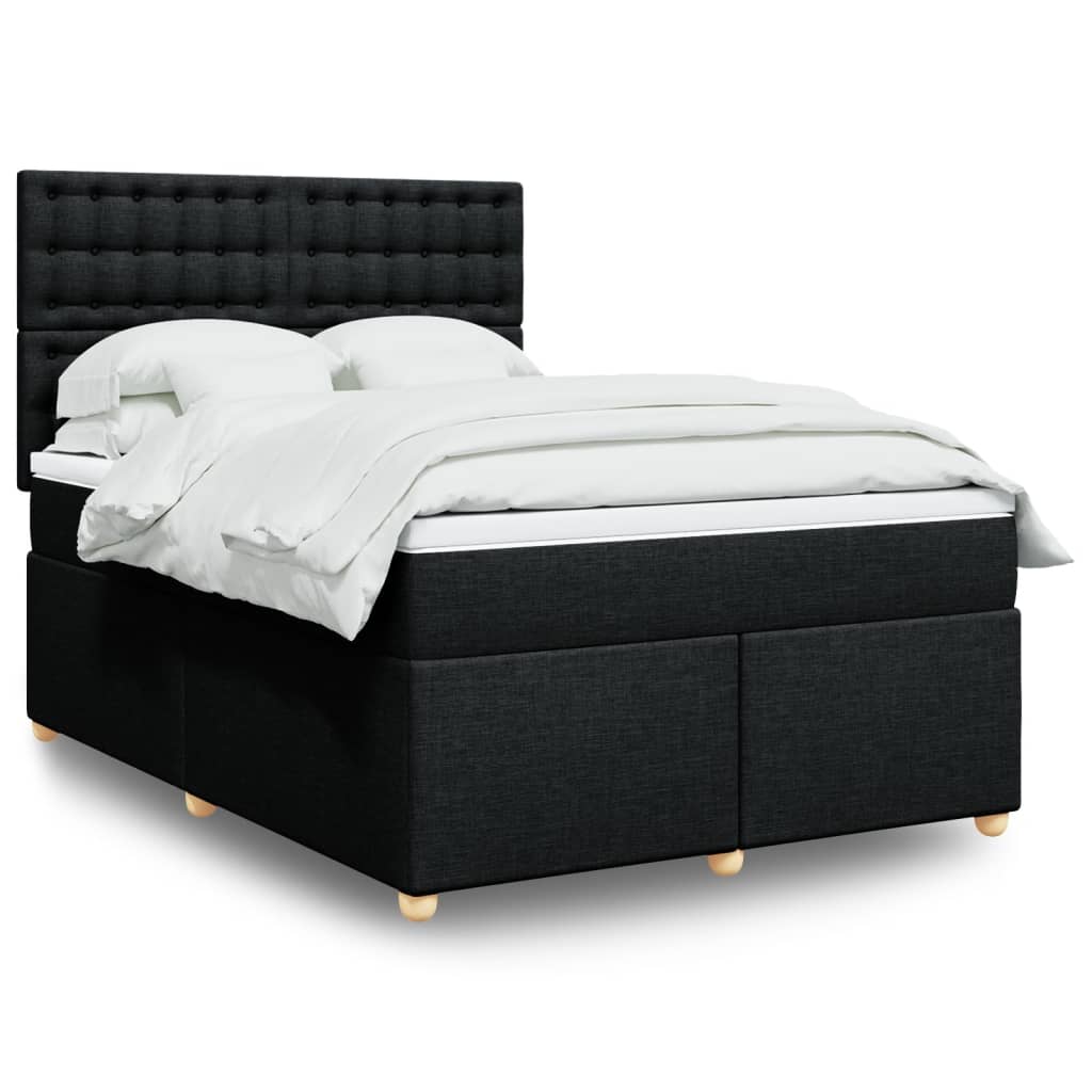 Boxspringbett mit Matratze Schwarz 140x190 cm Stoff