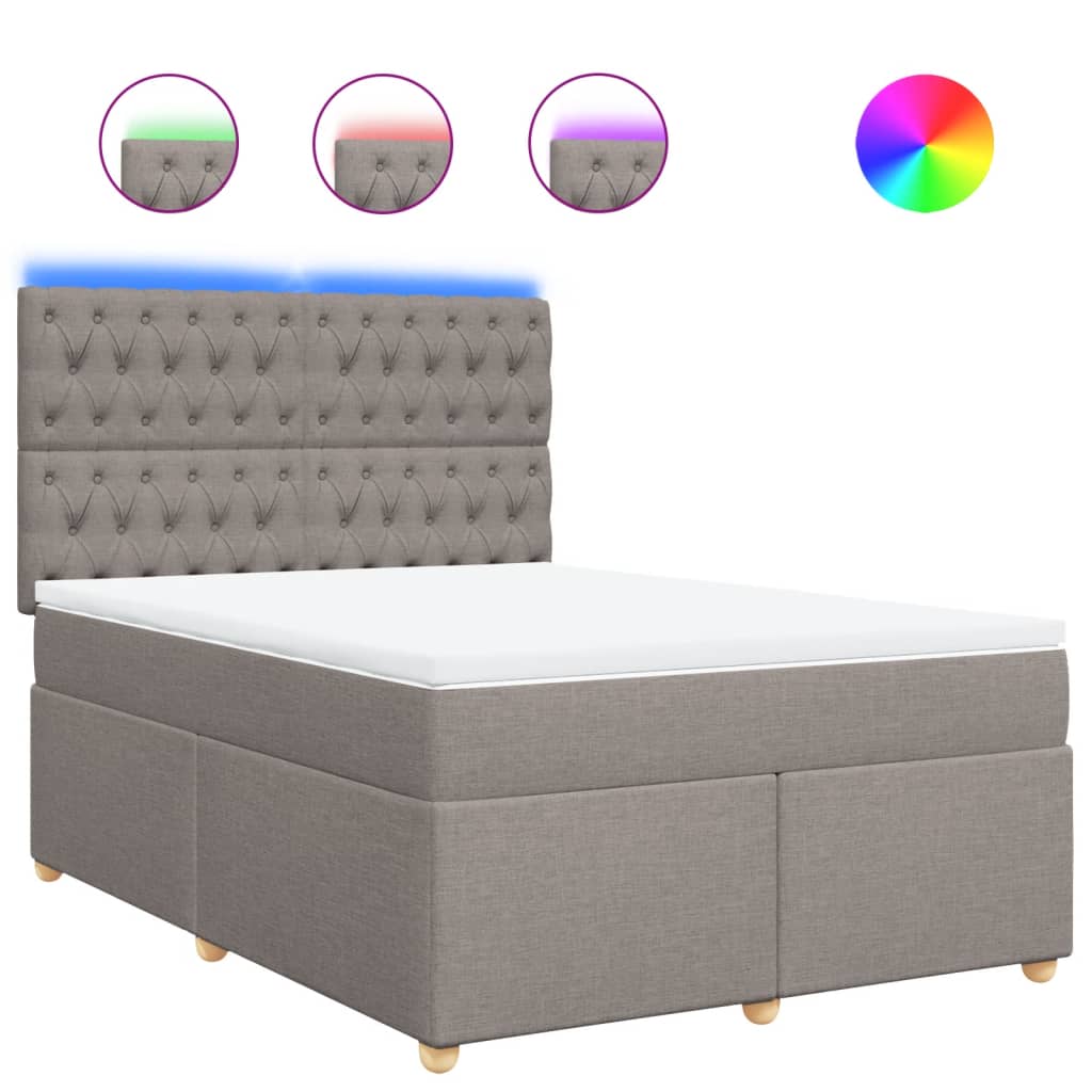 Lit sommier tapissier avec matelas tissu taupe 160x200 cm