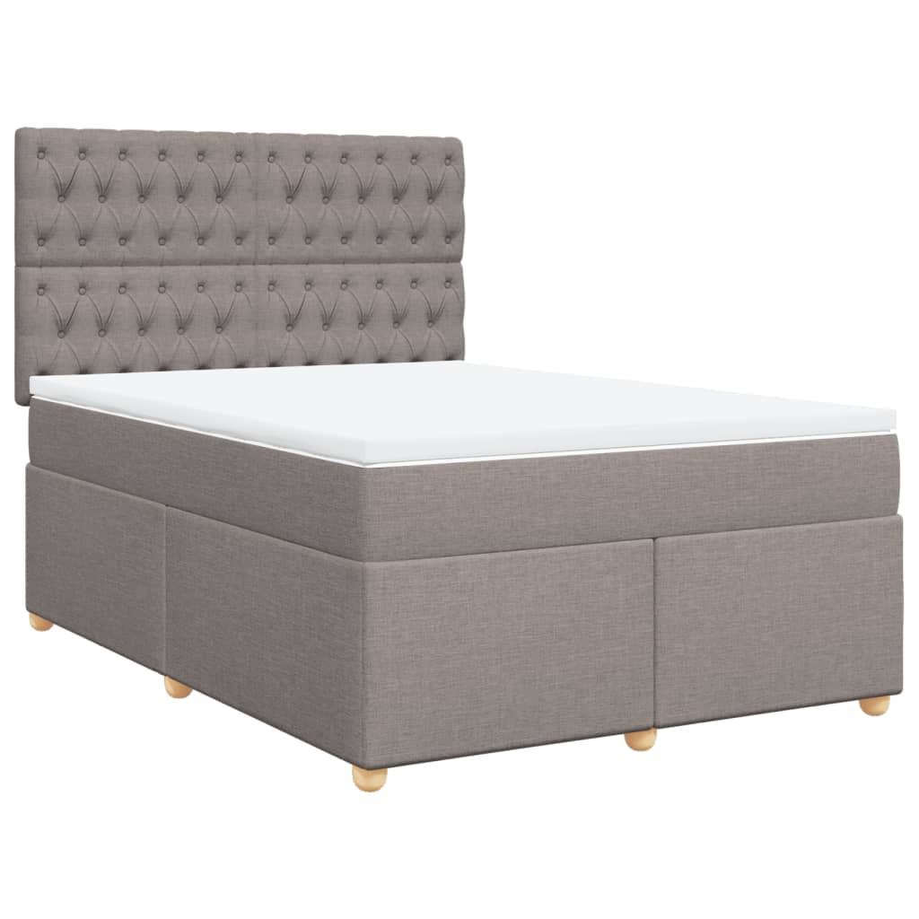 Lit sommier tapissier avec matelas tissu taupe 160x200 cm