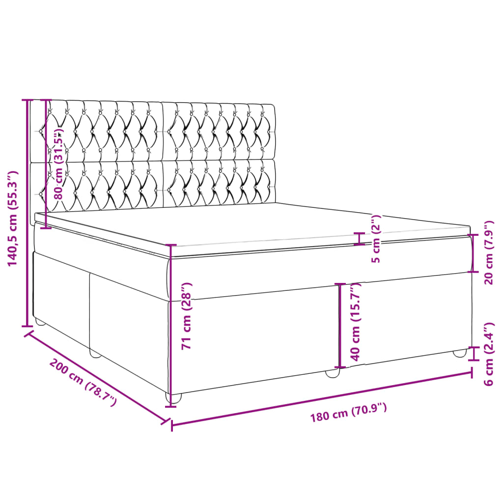 Boxspringbett mit Matratze Dunkelgrau 180x200 cm Stoff