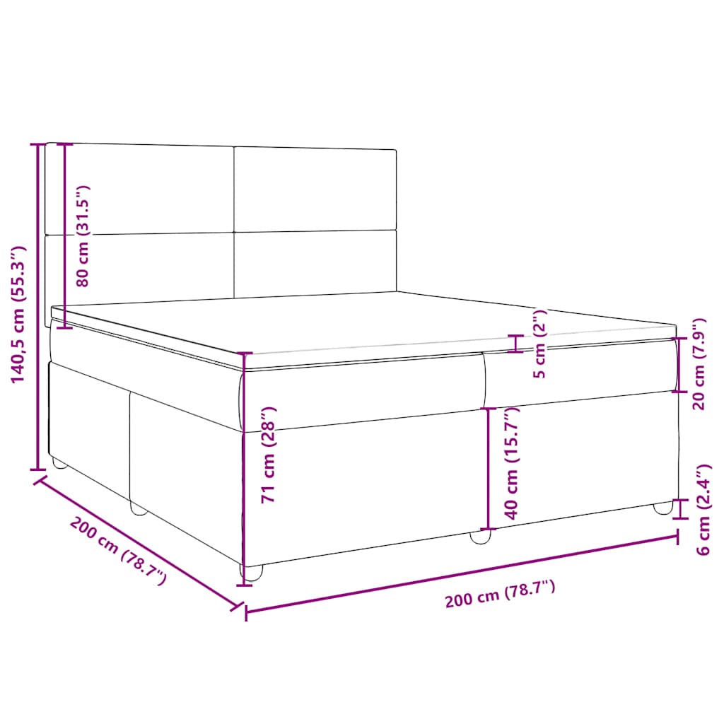 Boxspringbett mit Matratze Schwarz 200x200 cm Stoff