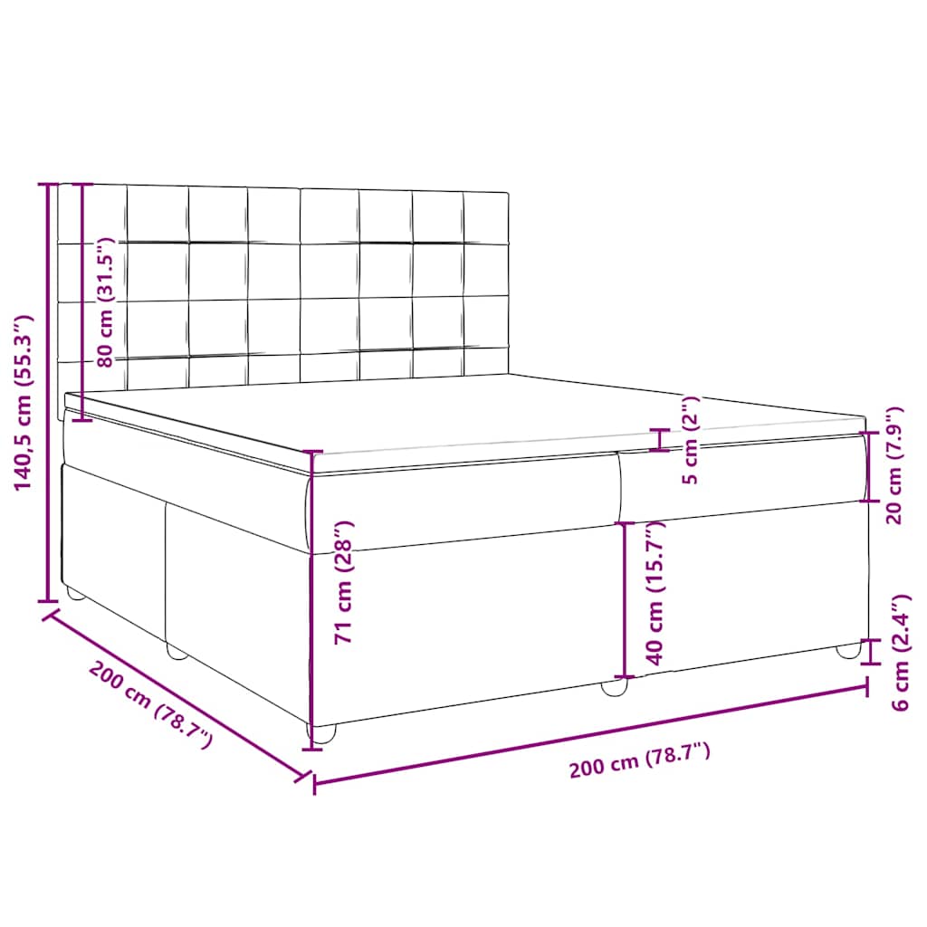 Boxspringbett mit Matratze Schwarz 200x200 cm Stoff