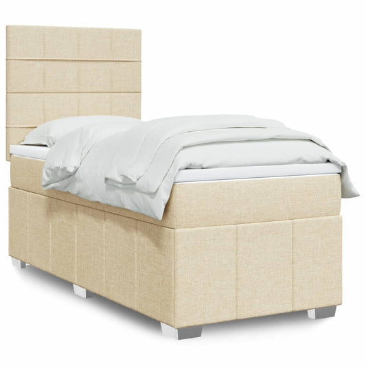 Boxspringbett mit Matratze Creme 80x200 cm Stoff