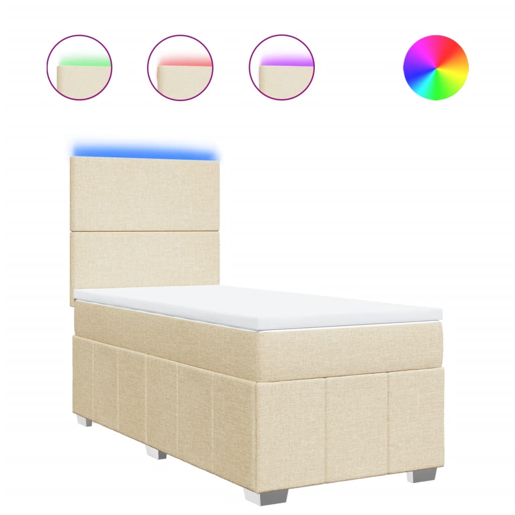 Boxspringbett mit Matratze Creme 90x200 cm Stoff
