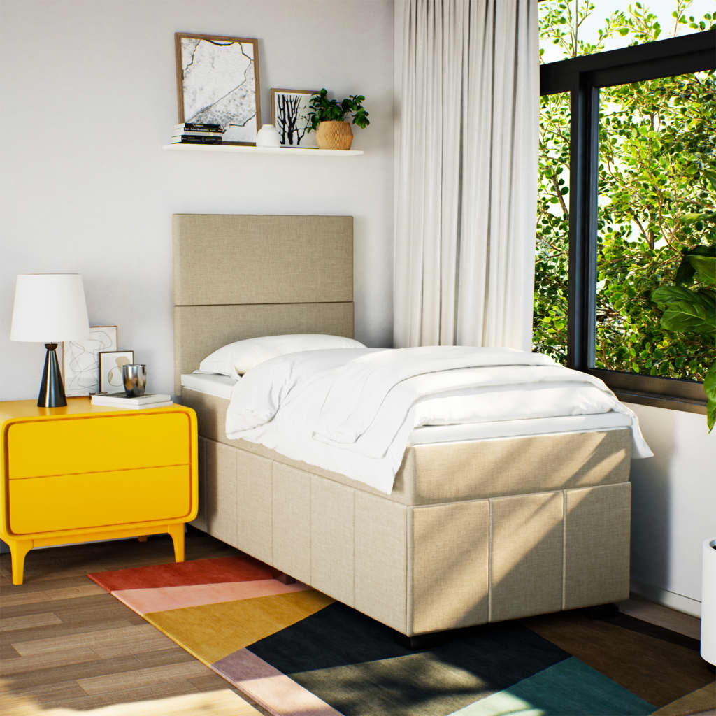 Boxspringbett mit Matratze Creme 90x200 cm Stoff