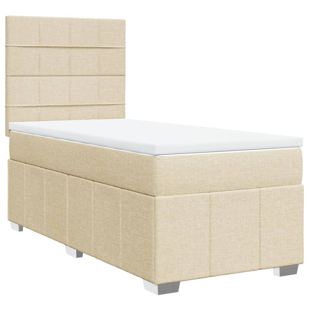 Boxspringbett mit Matratze Creme 90x200 cm Stoff