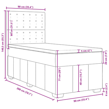 Boxspringbett mit Matratze Hellgrau 90x200 cm Stoff