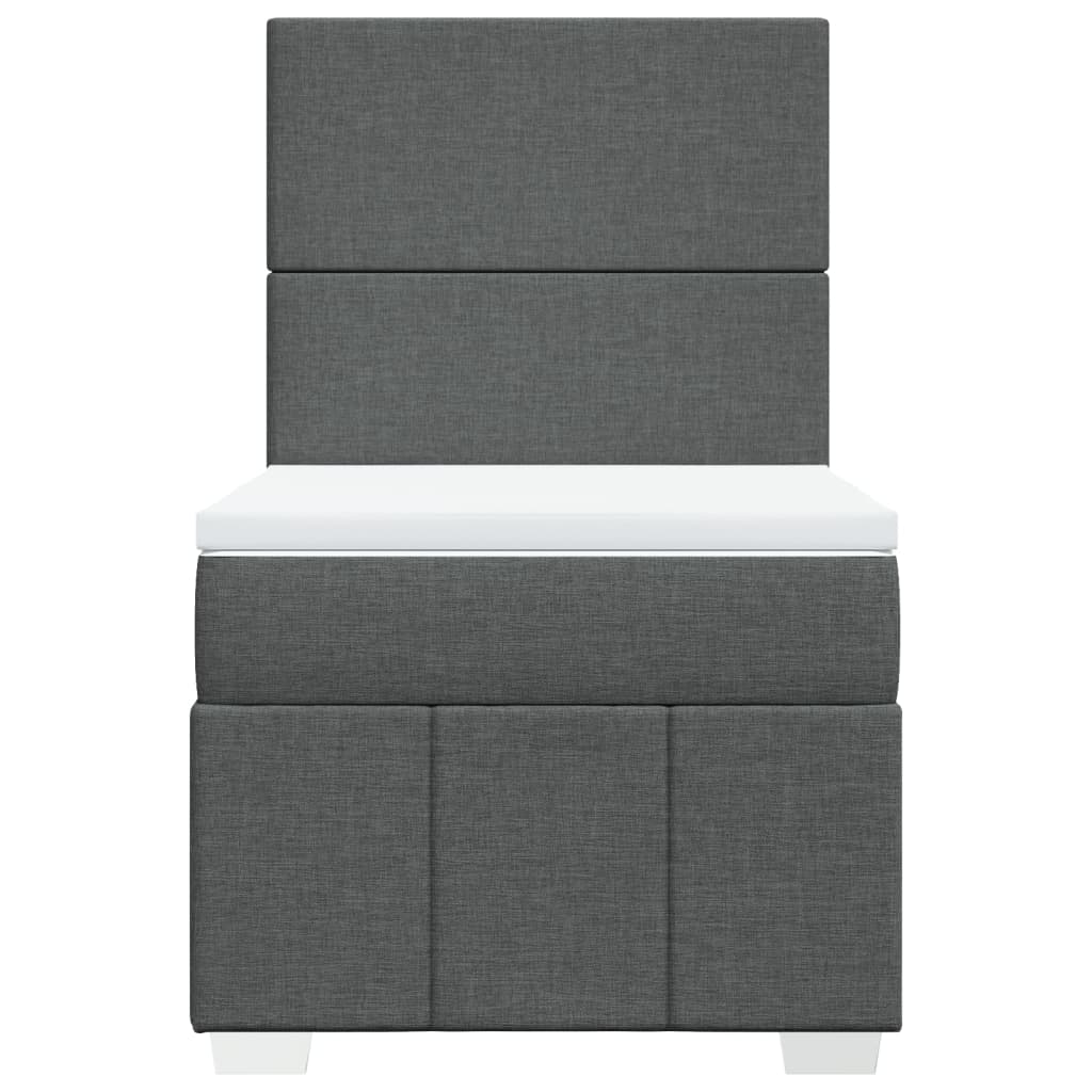 Lit sommier tapissier avec matelas tissu gris foncé 100x200 cm