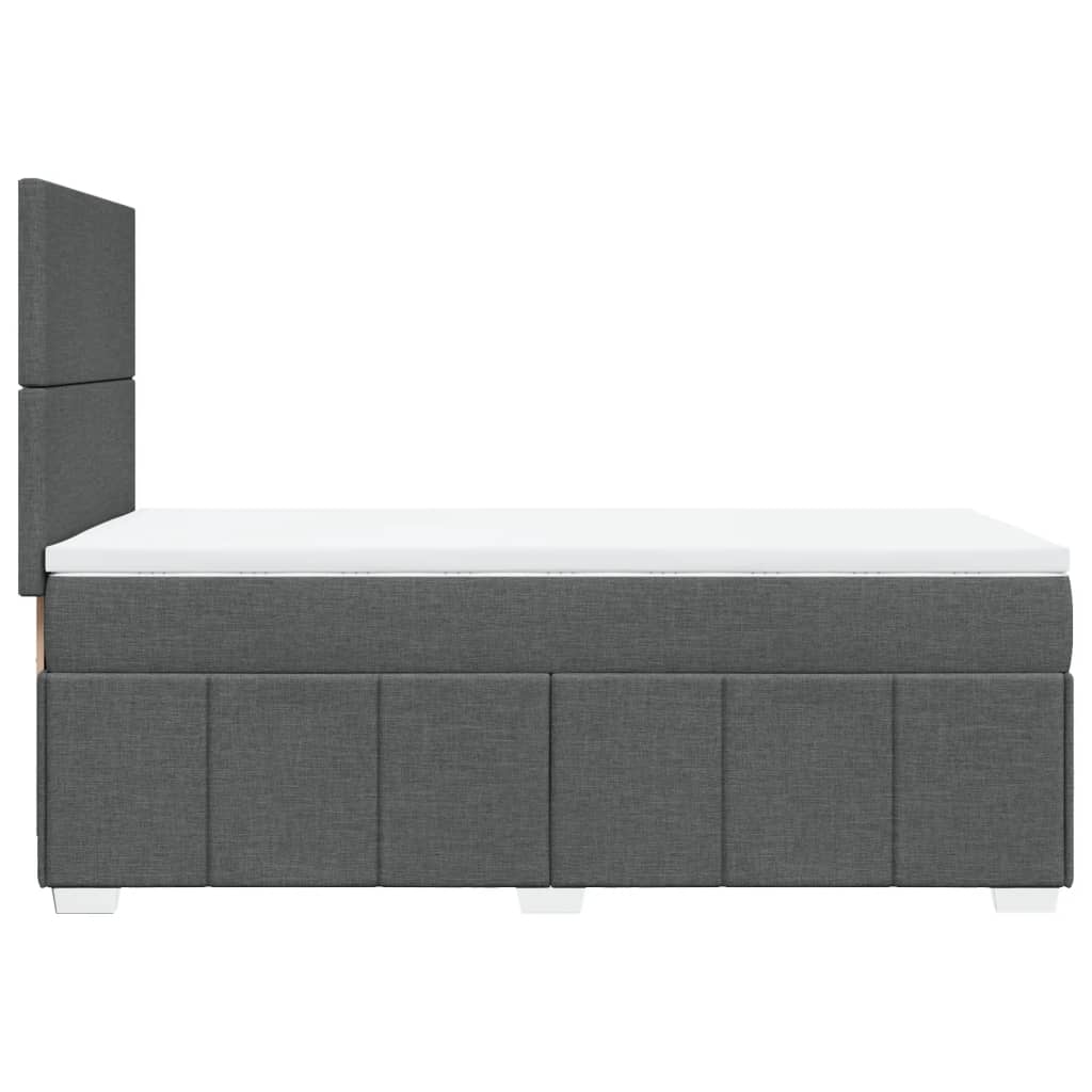 Lit sommier tapissier avec matelas tissu gris foncé 100x200 cm