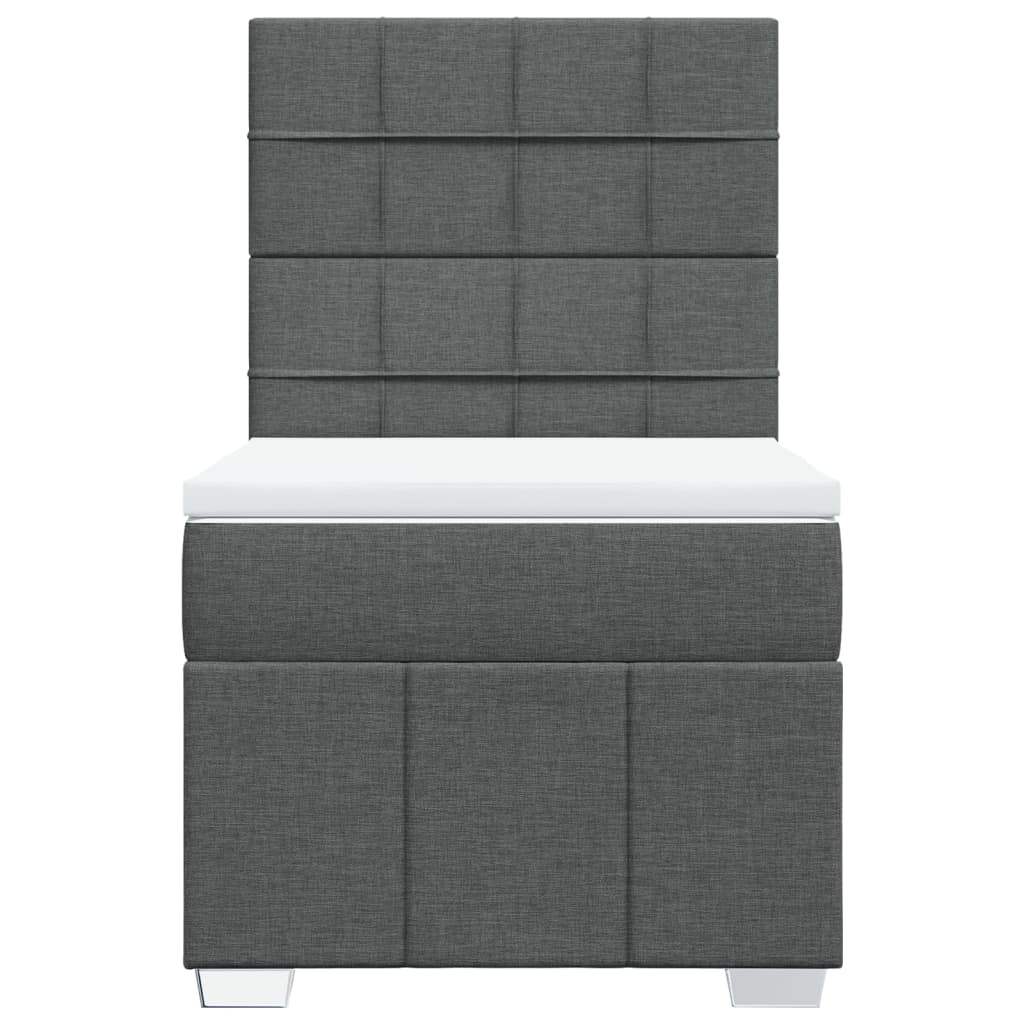 Lit sommier tapissier avec matelas tissu gris foncé 100x200 cm