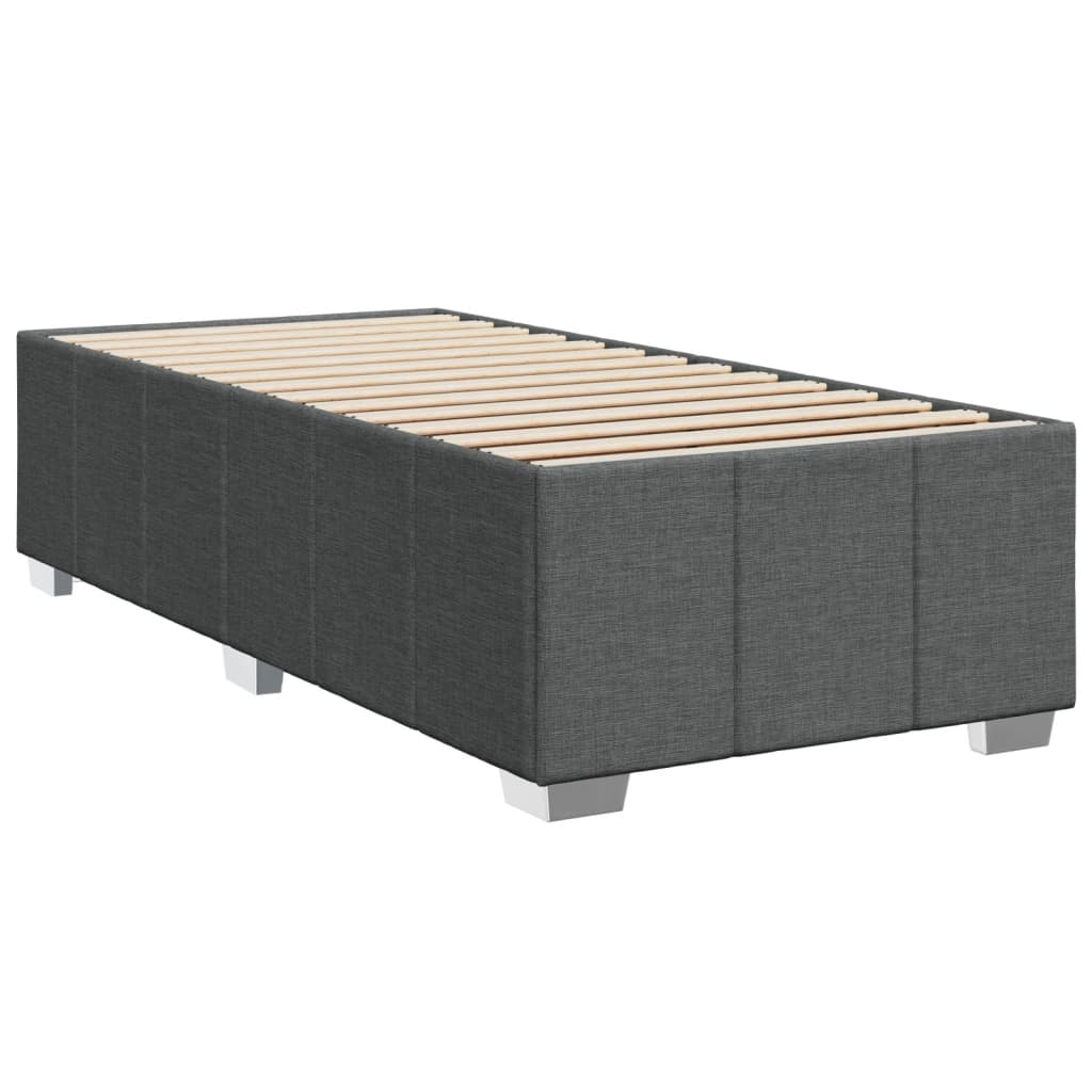 Lit sommier tapissier avec matelas tissu gris foncé 100x200 cm