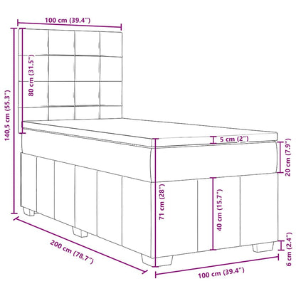 Boxspringbett mit Matratze Schwarz 100x200 cm Stoff