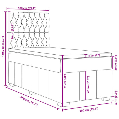 Boxspringbett mit Matratze Dunkelgrau 100x200 cm Stoff