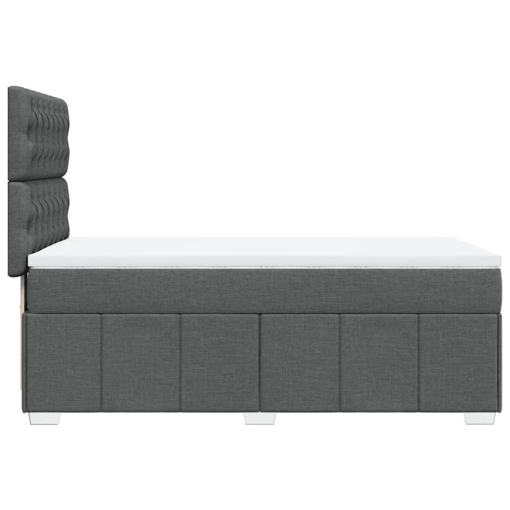 Lit sommier tapissier avec matelas tissu gris foncé 100x200 cm