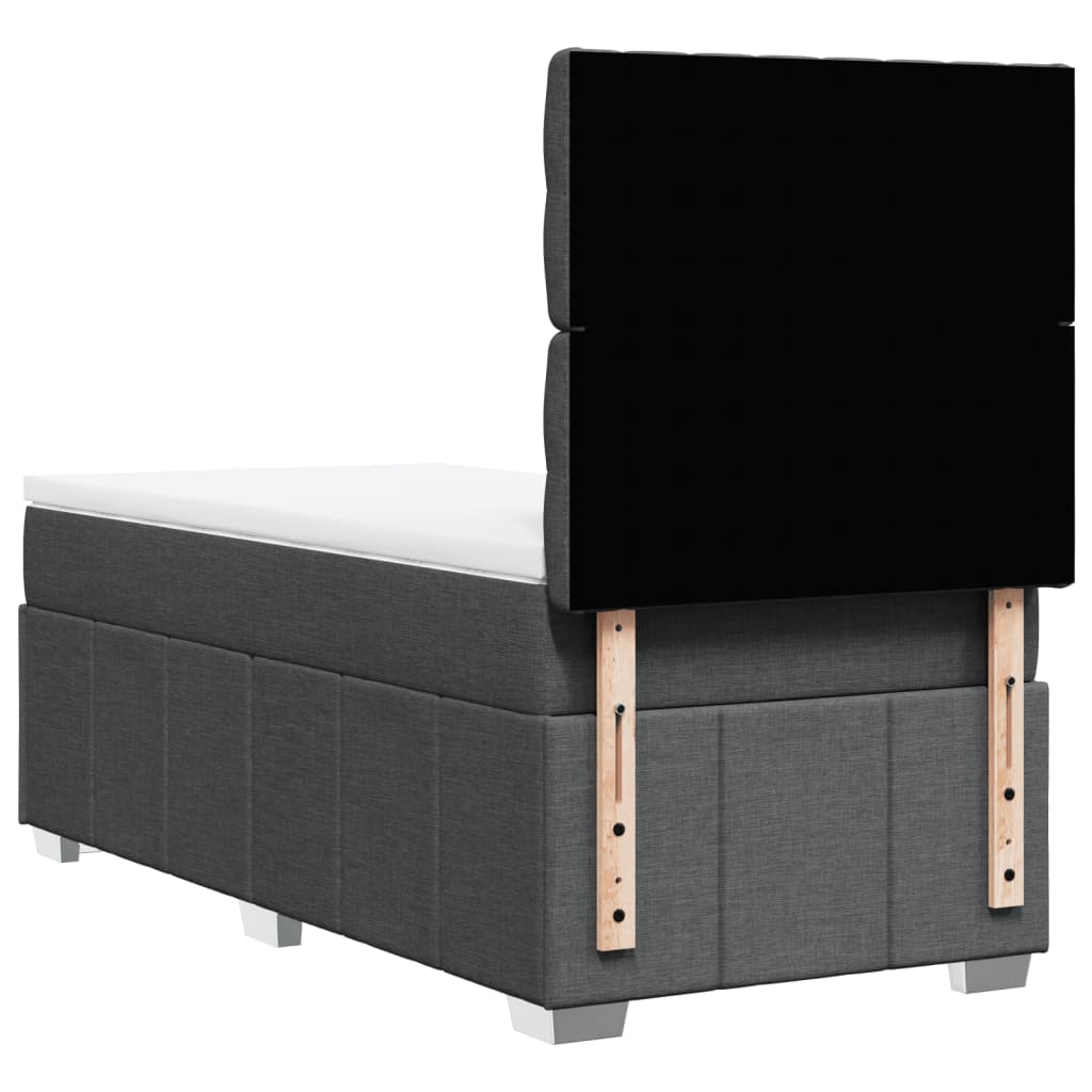 Lit sommier tapissier avec matelas tissu gris foncé 100x200 cm