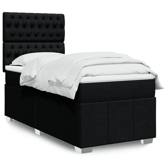 Lit à sommier tapissier avec matelas tissu noir 100x200 cm