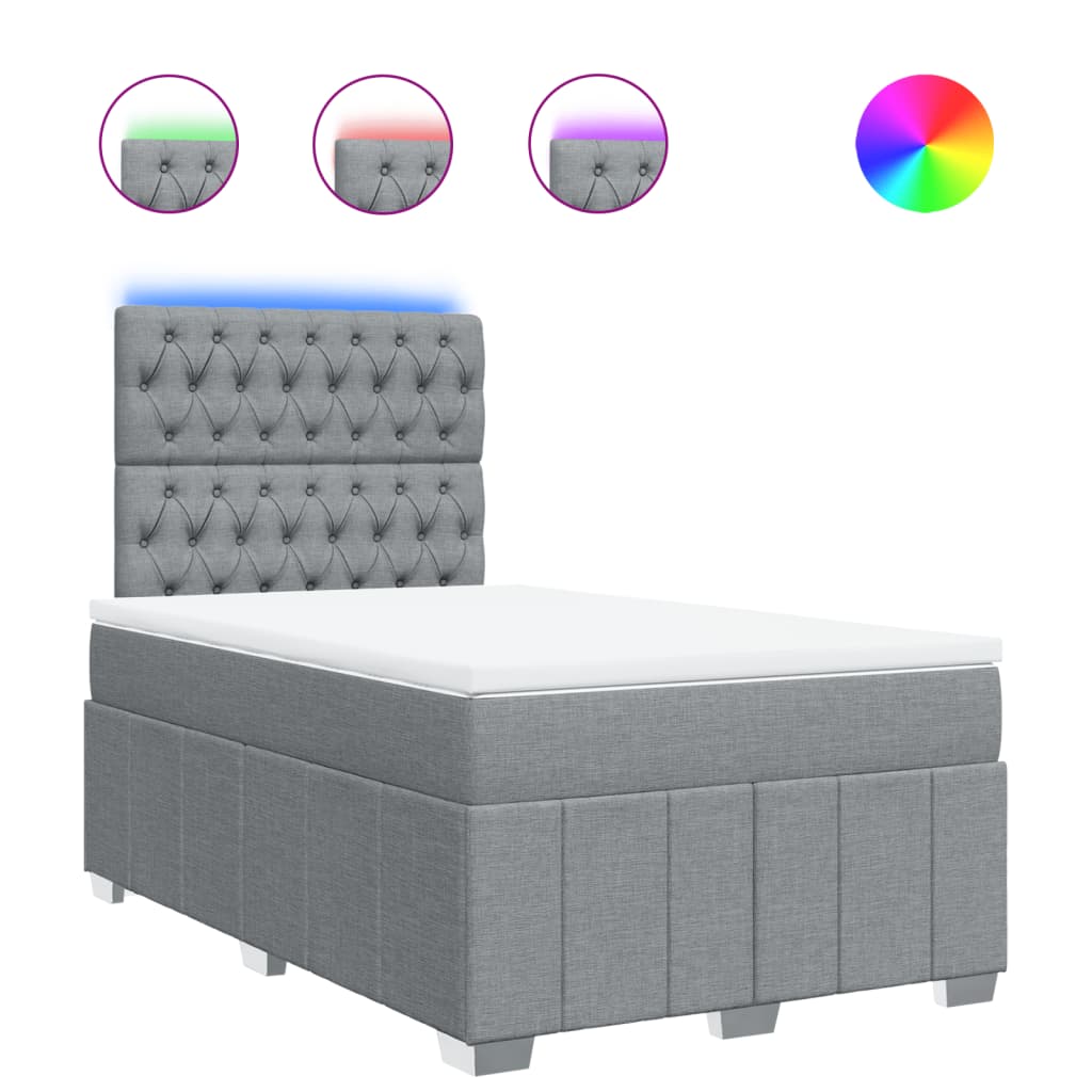 Boxspringbett mit Matratze Hellgrau 120x190 cm Stoff