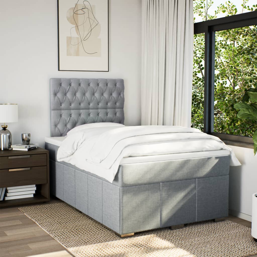 Boxspringbett mit Matratze Hellgrau 120x190 cm Stoff
