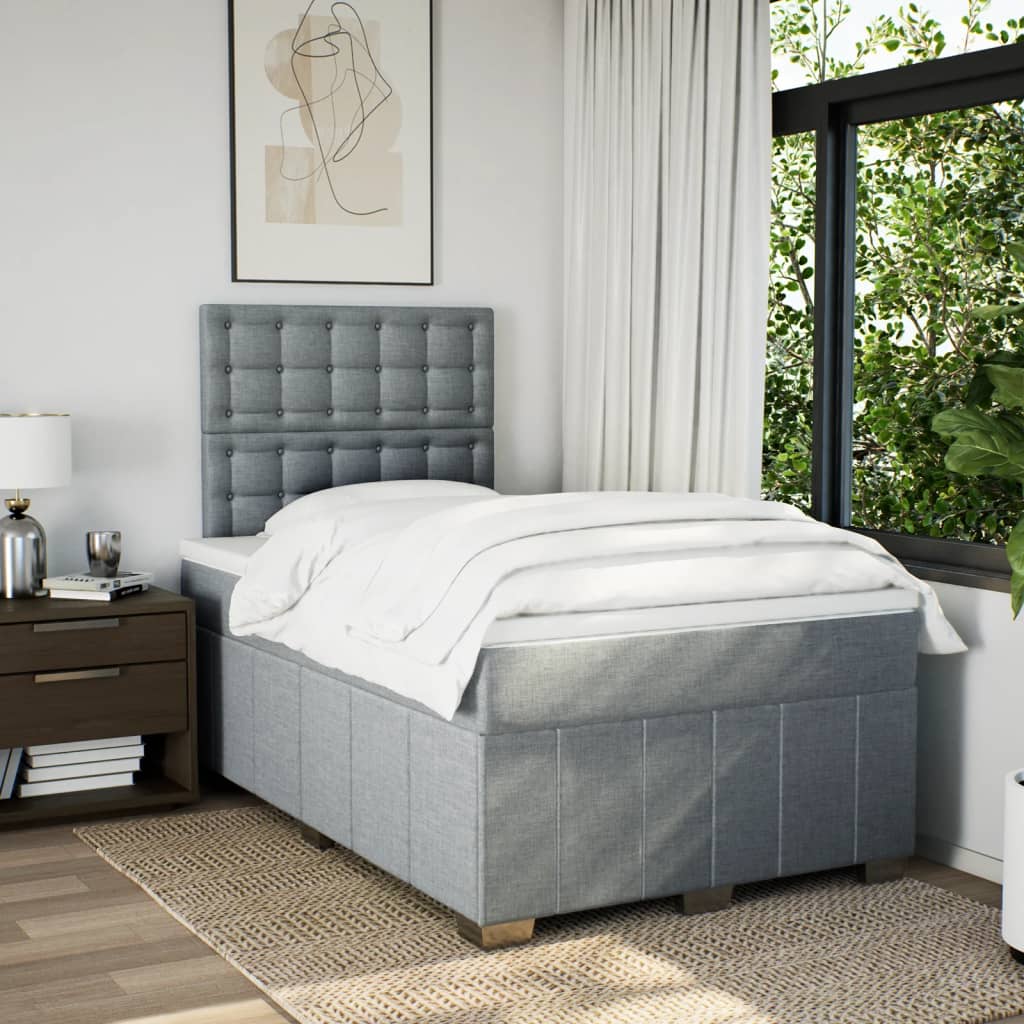 Boxspringbett mit Matratze Hellgrau 120x190 cm Stoff