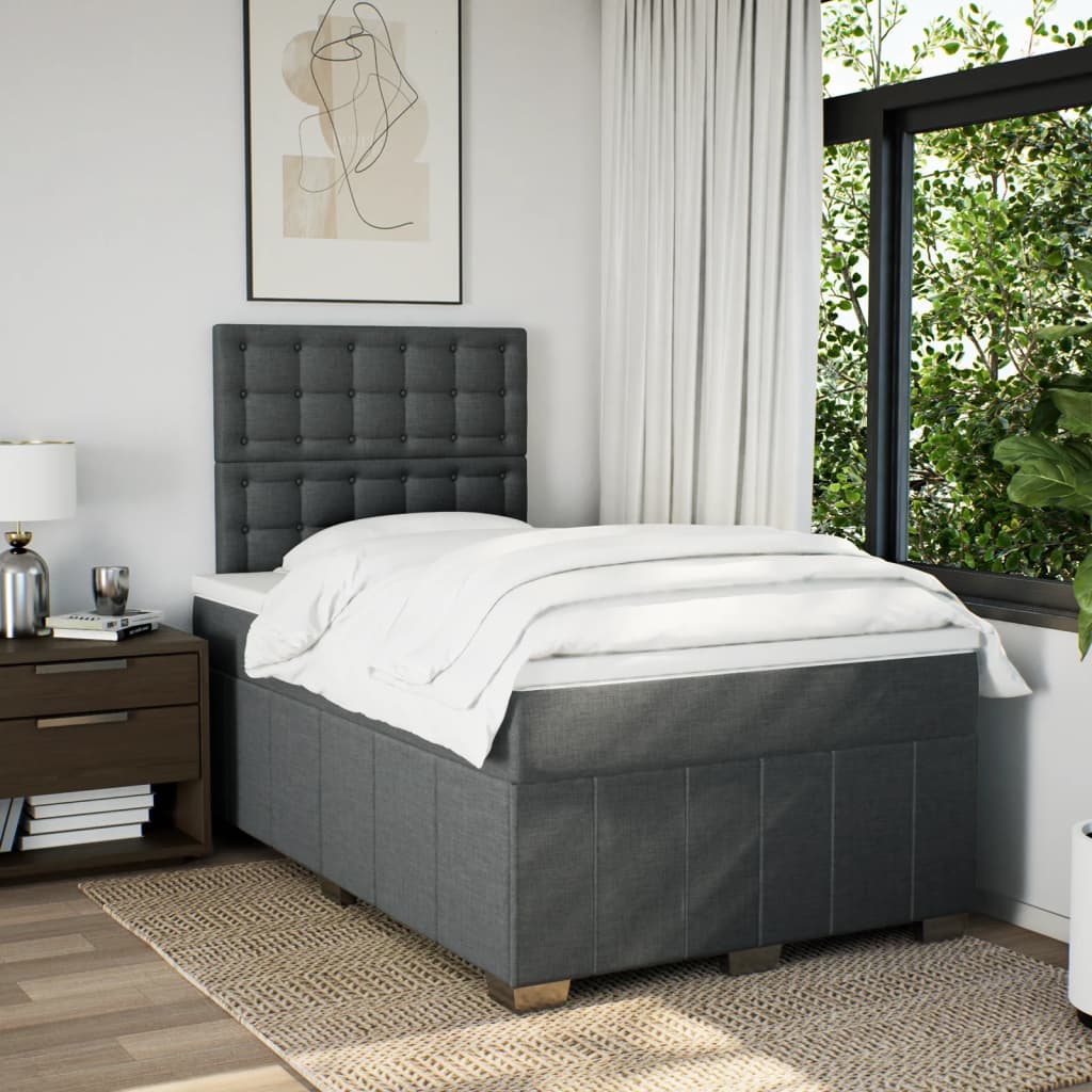 Boxspringbett mit Matratze Dunkelgrau 120x190 cm Stoff