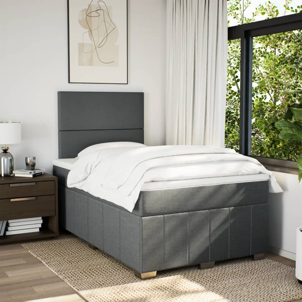 Boxspringbett mit Matratze Dunkelgrau 120x200 cm Stoff
