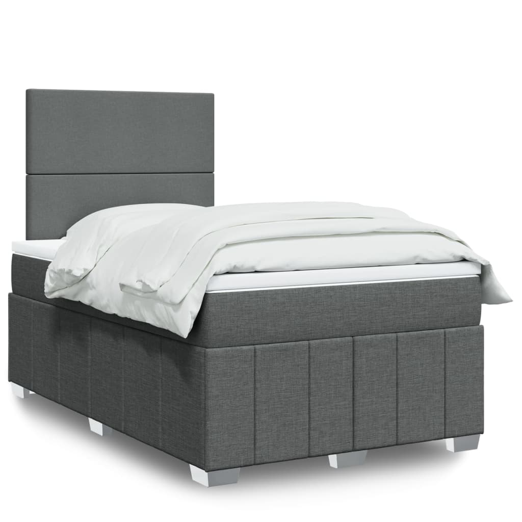 Boxspringbett mit Matratze Dunkelgrau 120x200 cm Stoff