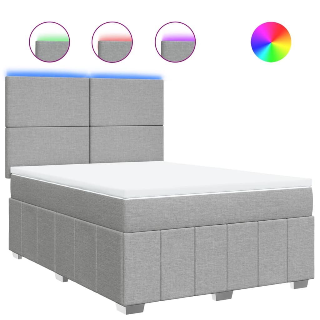 Boxspringbett mit Matratze Hellgrau 140x190 cm Stoff