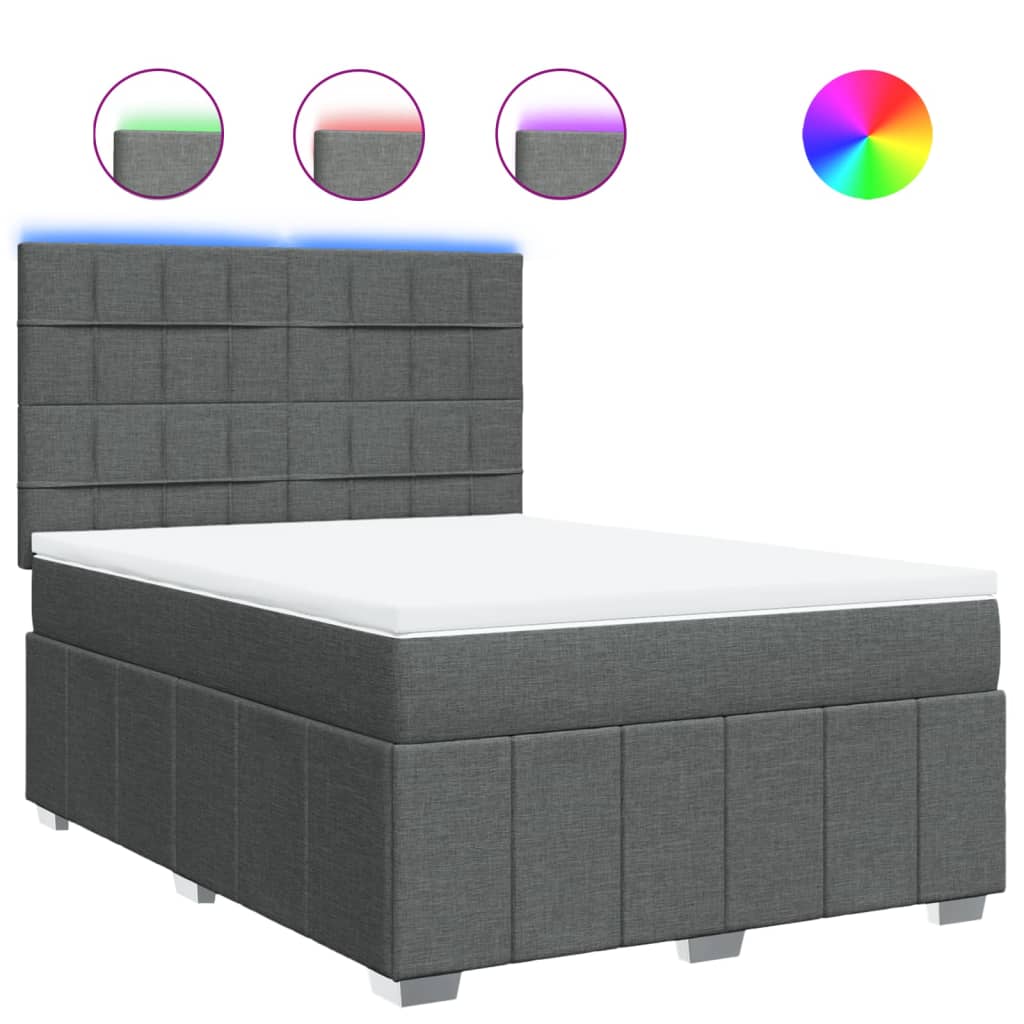Boxspringbett mit Matratze Dunkelgrau 140x190 cm Stoff