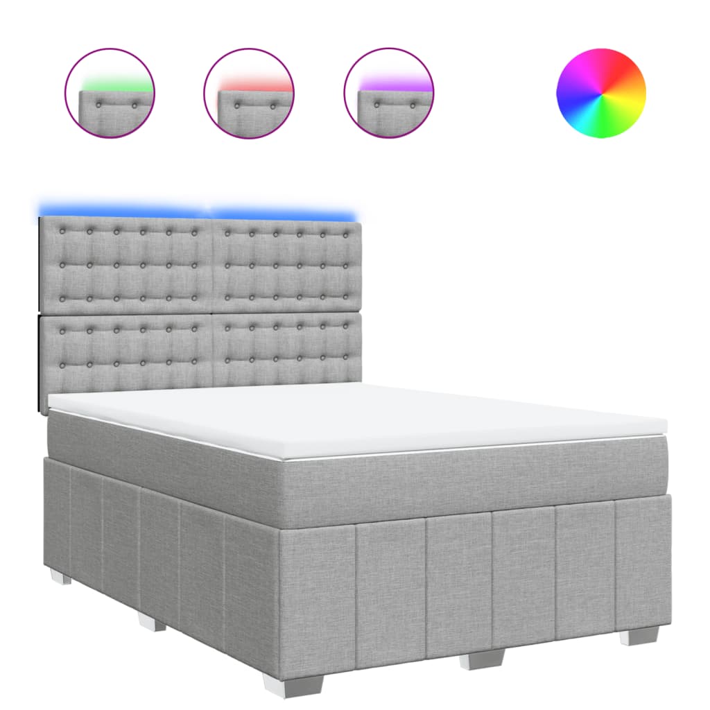 Boxspringbett mit Matratze Hellgrau 140x190 cm Stoff