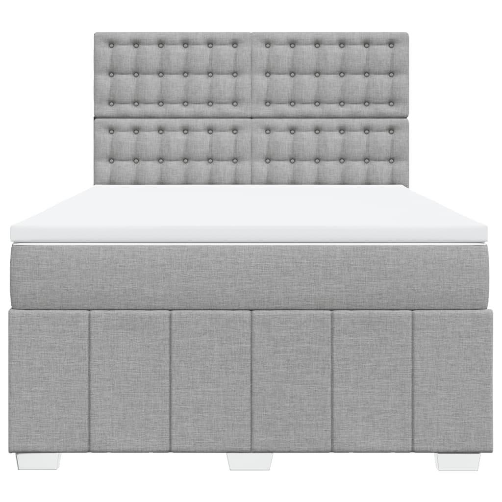 Boxspringbett mit Matratze Hellgrau 140x190 cm Stoff