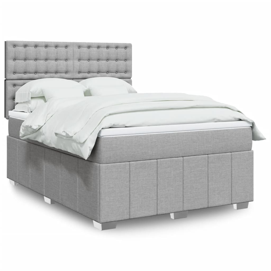 Boxspringbett mit Matratze Hellgrau 140x190 cm Stoff