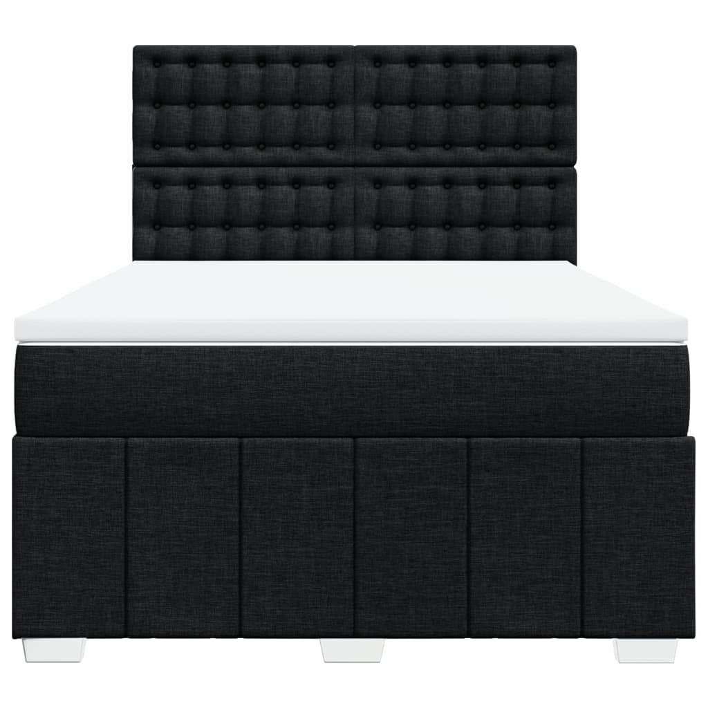 Boxspringbett mit Matratze Schwarz 140x190 cm Stoff