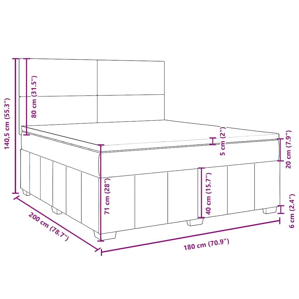 Boxspringbett mit Matratze Schwarz 180x200 cm Stoff